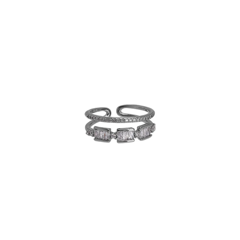 Silberner doppellagiger Zirkonring