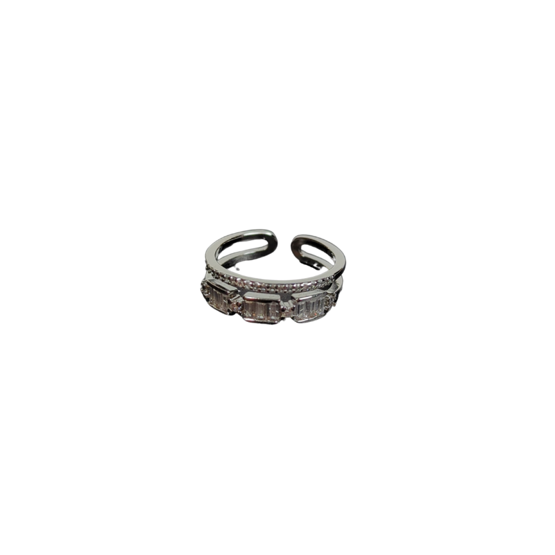 Silberner doppellagiger Zirkonring