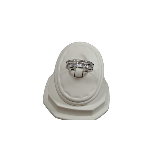 Silberner doppellagiger Zirkonring
